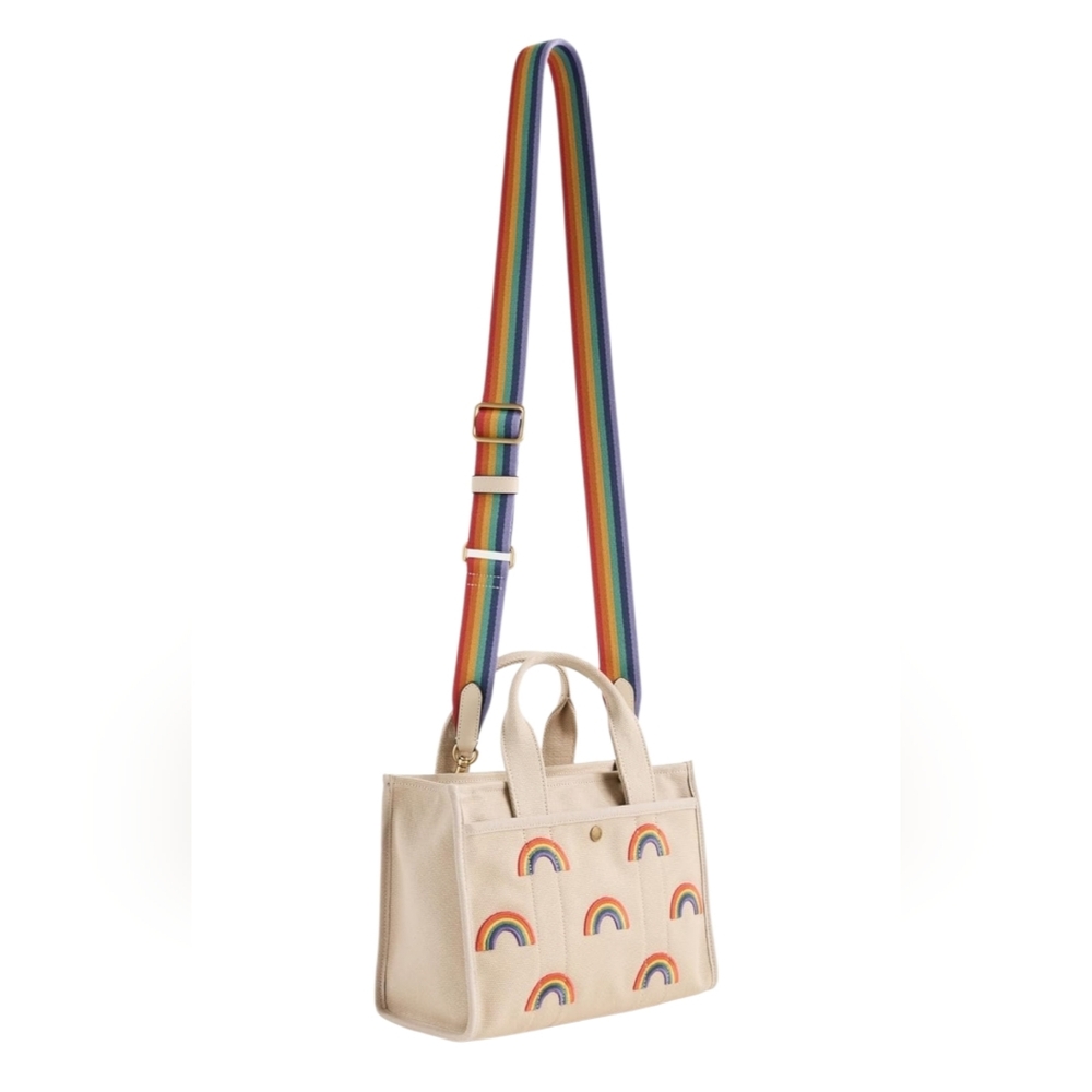 SOLD  NEW Cargo Tote 26 Canvas Bag With Rainbow Embroidery. Pride Trendy Chic - Picture 4 of 14